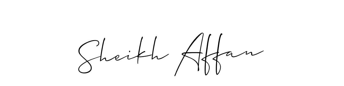 Create a beautiful signature design for name Sheikh Affan. With this signature (Allison_Script) fonts, you can make a handwritten signature for free. Sheikh Affan signature style 2 images and pictures png