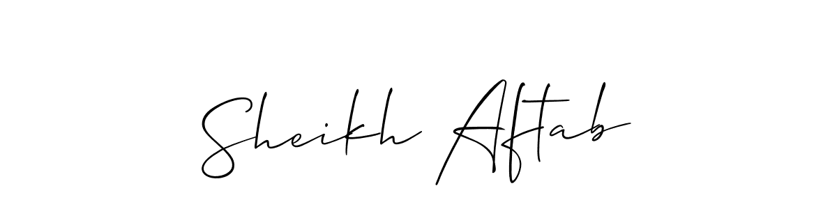 The best way (Allison_Script) to make a short signature is to pick only two or three words in your name. The name Sheikh Aftab include a total of six letters. For converting this name. Sheikh Aftab signature style 2 images and pictures png