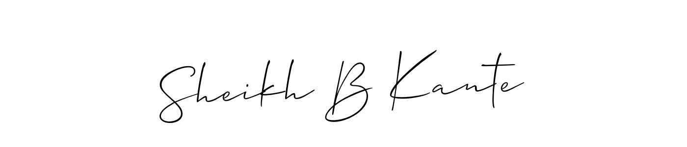 Also You can easily find your signature by using the search form. We will create Sheikh B Kante name handwritten signature images for you free of cost using Allison_Script sign style. Sheikh B Kante signature style 2 images and pictures png