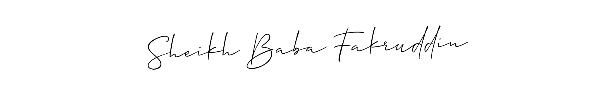 Also You can easily find your signature by using the search form. We will create Sheikh Baba Fakruddin name handwritten signature images for you free of cost using Allison_Script sign style. Sheikh Baba Fakruddin signature style 2 images and pictures png