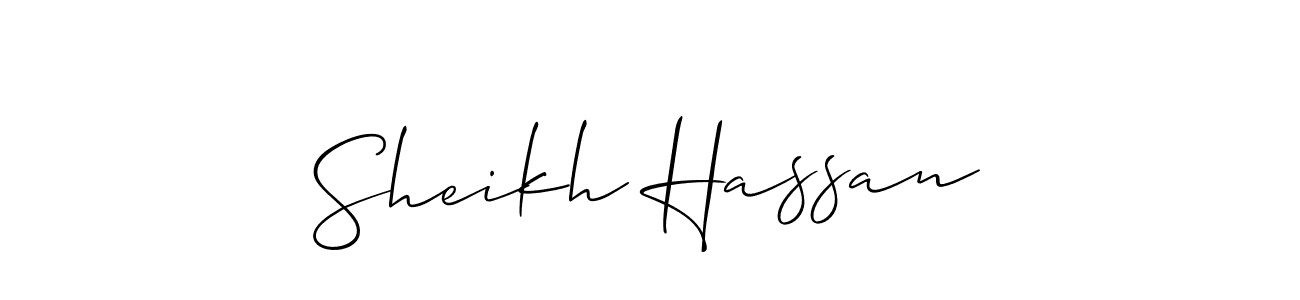 Create a beautiful signature design for name Sheikh Hassan. With this signature (Allison_Script) fonts, you can make a handwritten signature for free. Sheikh Hassan signature style 2 images and pictures png