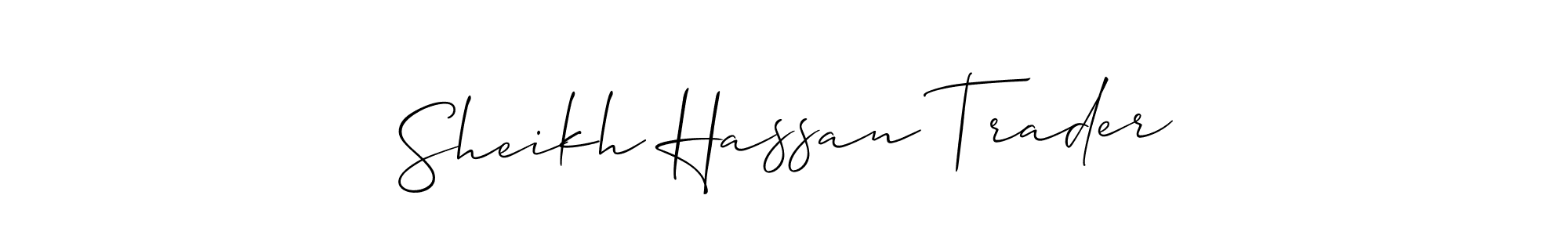 It looks lik you need a new signature style for name Sheikh Hassan Trader. Design unique handwritten (Allison_Script) signature with our free signature maker in just a few clicks. Sheikh Hassan Trader signature style 2 images and pictures png