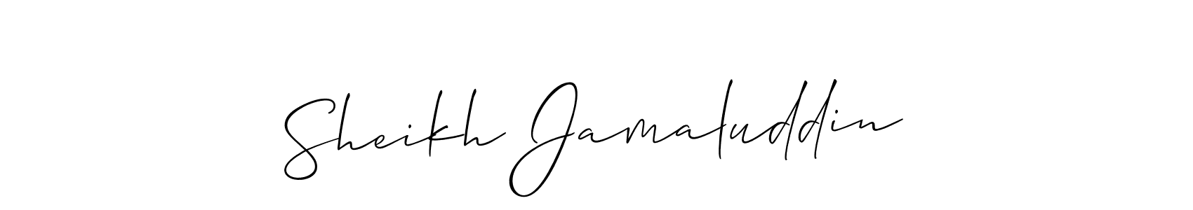 You should practise on your own different ways (Allison_Script) to write your name (Sheikh Jamaluddin) in signature. don't let someone else do it for you. Sheikh Jamaluddin signature style 2 images and pictures png