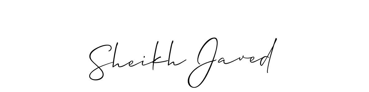 How to make Sheikh Javed name signature. Use Allison_Script style for creating short signs online. This is the latest handwritten sign. Sheikh Javed signature style 2 images and pictures png