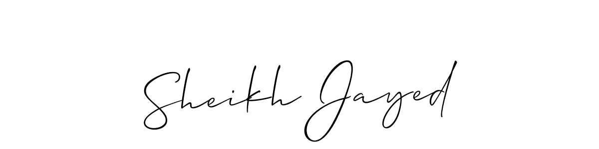 You should practise on your own different ways (Allison_Script) to write your name (Sheikh Jayed) in signature. don't let someone else do it for you. Sheikh Jayed signature style 2 images and pictures png
