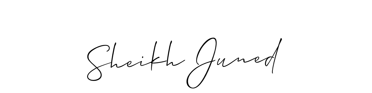 How to make Sheikh Juned name signature. Use Allison_Script style for creating short signs online. This is the latest handwritten sign. Sheikh Juned signature style 2 images and pictures png