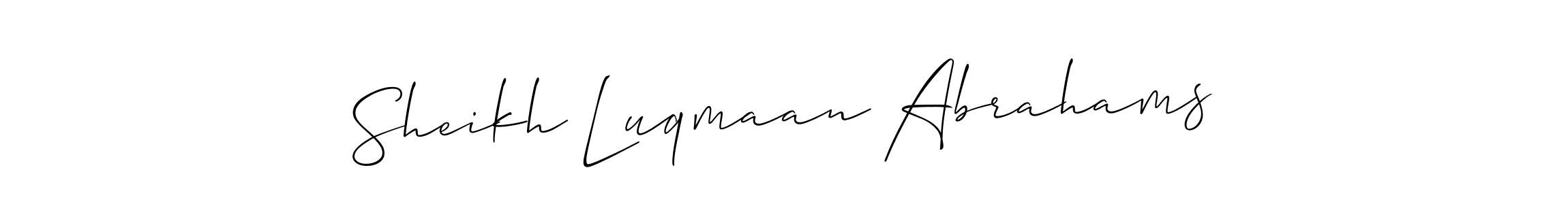 Similarly Allison_Script is the best handwritten signature design. Signature creator online .You can use it as an online autograph creator for name Sheikh Luqmaan Abrahams. Sheikh Luqmaan Abrahams signature style 2 images and pictures png