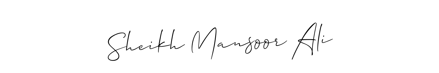Make a short Sheikh Mansoor Ali signature style. Manage your documents anywhere anytime using Allison_Script. Create and add eSignatures, submit forms, share and send files easily. Sheikh Mansoor Ali signature style 2 images and pictures png