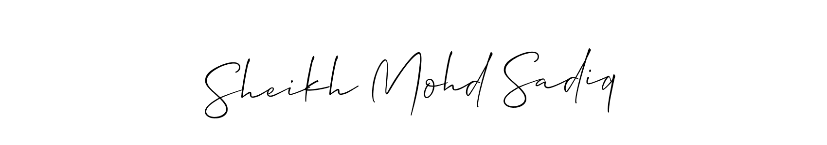 How to make Sheikh Mohd Sadiq name signature. Use Allison_Script style for creating short signs online. This is the latest handwritten sign. Sheikh Mohd Sadiq signature style 2 images and pictures png