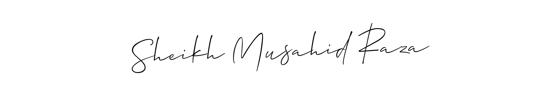How to make Sheikh Musahid Raza signature? Allison_Script is a professional autograph style. Create handwritten signature for Sheikh Musahid Raza name. Sheikh Musahid Raza signature style 2 images and pictures png
