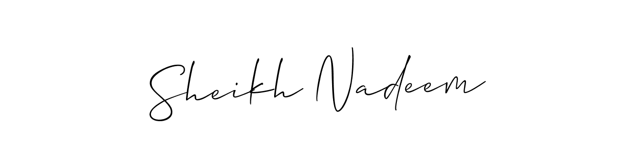 How to Draw Sheikh Nadeem signature style? Allison_Script is a latest design signature styles for name Sheikh Nadeem. Sheikh Nadeem signature style 2 images and pictures png