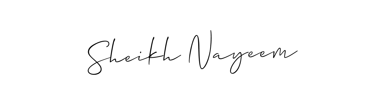 if you are searching for the best signature style for your name Sheikh Nayeem. so please give up your signature search. here we have designed multiple signature styles  using Allison_Script. Sheikh Nayeem signature style 2 images and pictures png