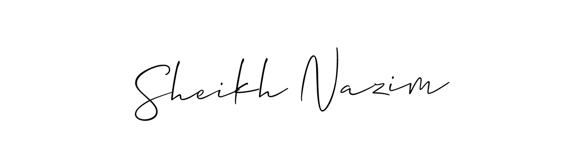 Also You can easily find your signature by using the search form. We will create Sheikh Nazim name handwritten signature images for you free of cost using Allison_Script sign style. Sheikh Nazim signature style 2 images and pictures png