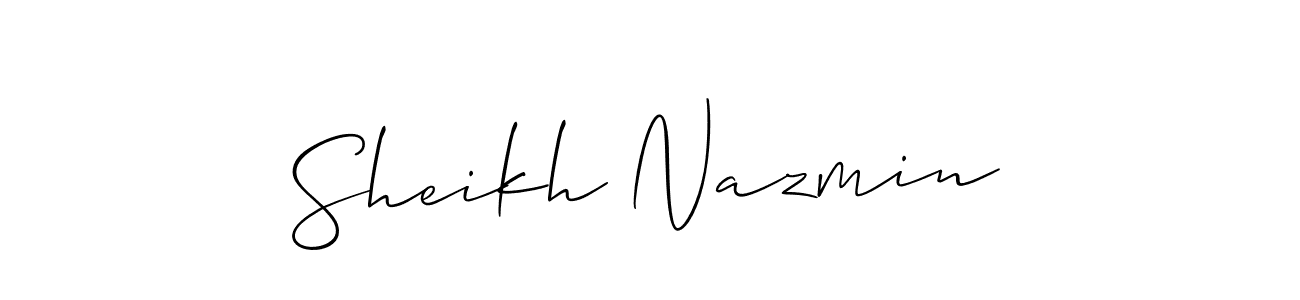 if you are searching for the best signature style for your name Sheikh Nazmin. so please give up your signature search. here we have designed multiple signature styles  using Allison_Script. Sheikh Nazmin signature style 2 images and pictures png