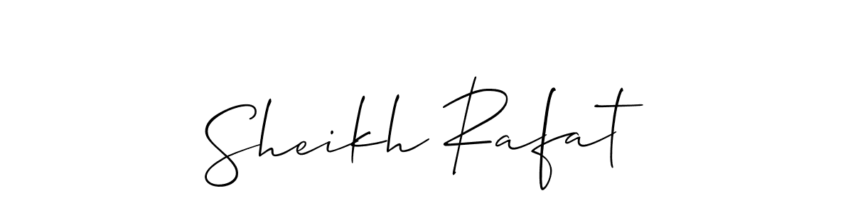 The best way (Allison_Script) to make a short signature is to pick only two or three words in your name. The name Sheikh Rafat include a total of six letters. For converting this name. Sheikh Rafat signature style 2 images and pictures png
