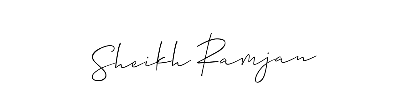 The best way (Allison_Script) to make a short signature is to pick only two or three words in your name. The name Sheikh Ramjan include a total of six letters. For converting this name. Sheikh Ramjan signature style 2 images and pictures png
