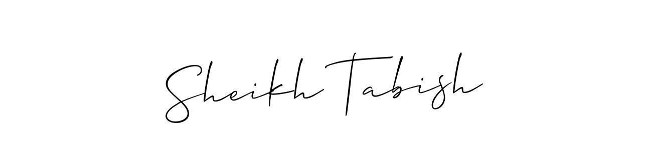 You should practise on your own different ways (Allison_Script) to write your name (Sheikh Tabish) in signature. don't let someone else do it for you. Sheikh Tabish signature style 2 images and pictures png