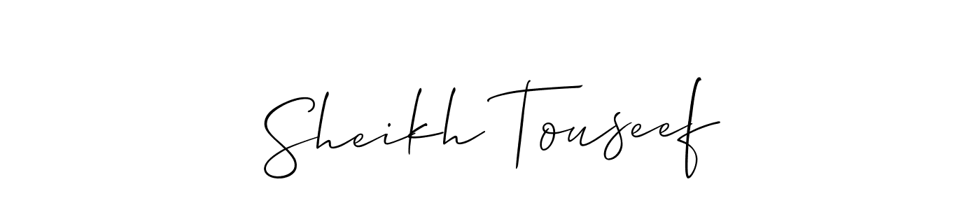 Make a beautiful signature design for name Sheikh Touseef. With this signature (Allison_Script) style, you can create a handwritten signature for free. Sheikh Touseef signature style 2 images and pictures png