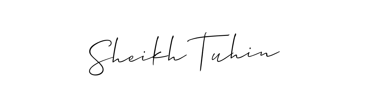 How to make Sheikh Tuhin name signature. Use Allison_Script style for creating short signs online. This is the latest handwritten sign. Sheikh Tuhin signature style 2 images and pictures png