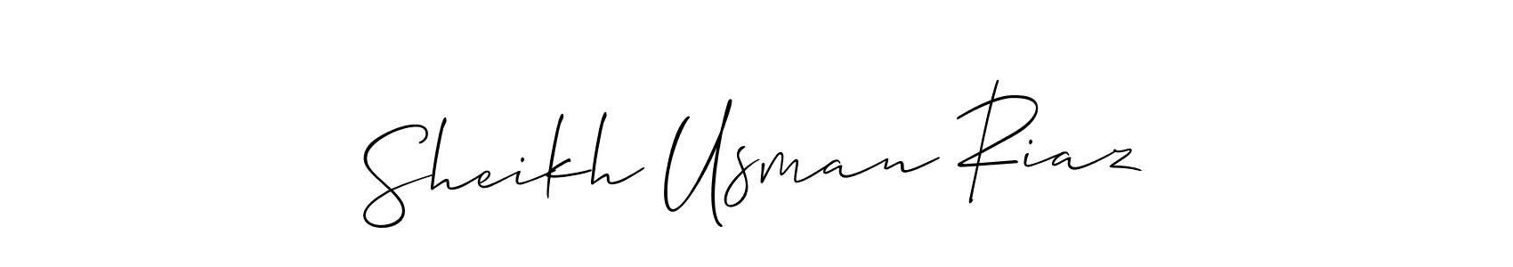 Make a beautiful signature design for name Sheikh Usman Riaz. With this signature (Allison_Script) style, you can create a handwritten signature for free. Sheikh Usman Riaz signature style 2 images and pictures png