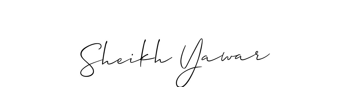 The best way (Allison_Script) to make a short signature is to pick only two or three words in your name. The name Sheikh Yawar include a total of six letters. For converting this name. Sheikh Yawar signature style 2 images and pictures png