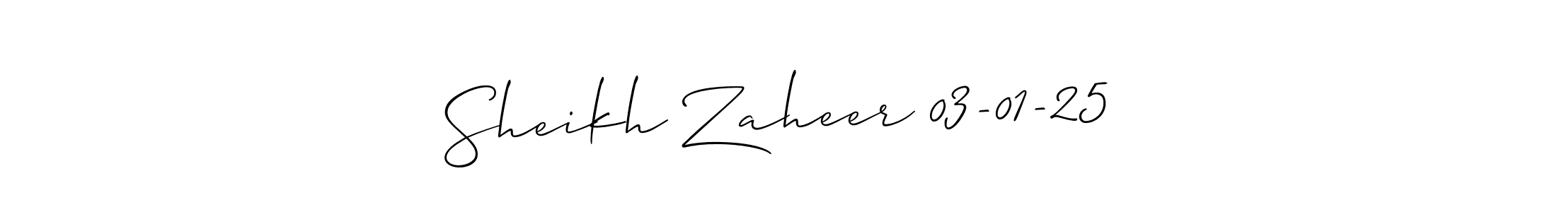 How to make Sheikh Zaheer 03-01-25 name signature. Use Allison_Script style for creating short signs online. This is the latest handwritten sign. Sheikh Zaheer 03-01-25 signature style 2 images and pictures png