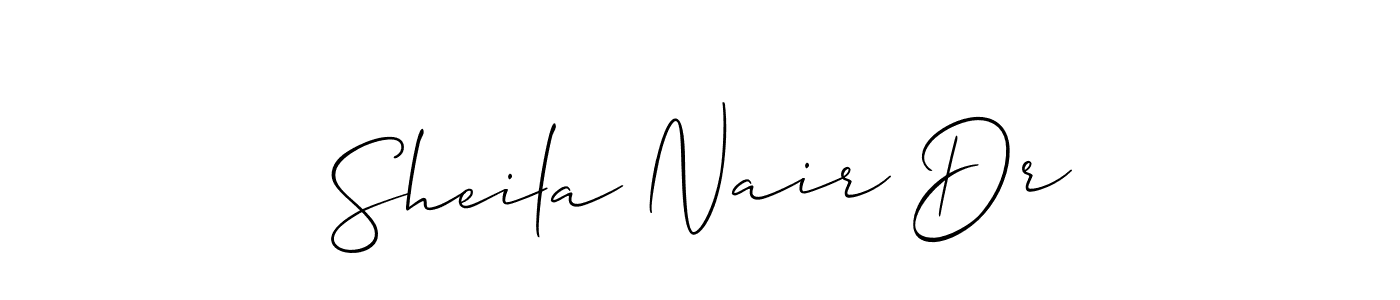 Make a short Sheila Nair Dr signature style. Manage your documents anywhere anytime using Allison_Script. Create and add eSignatures, submit forms, share and send files easily. Sheila Nair Dr signature style 2 images and pictures png