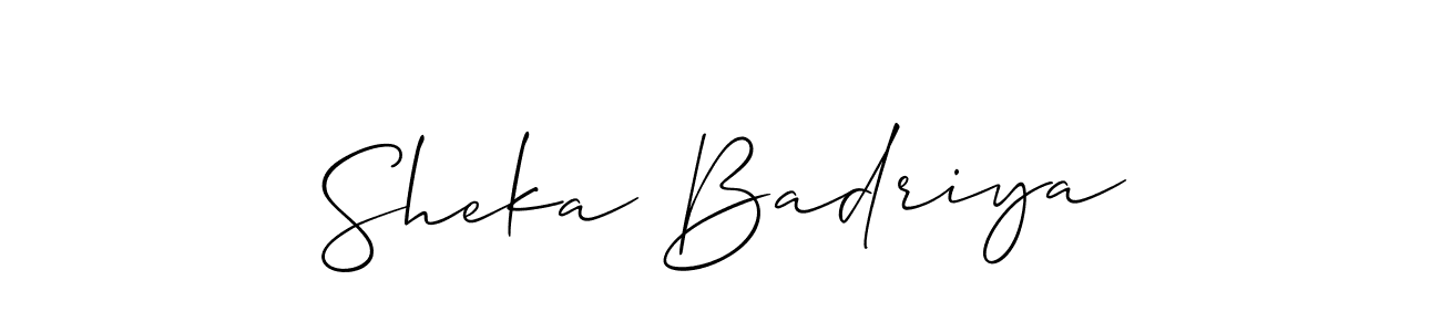 Make a short Sheka Badriya signature style. Manage your documents anywhere anytime using Allison_Script. Create and add eSignatures, submit forms, share and send files easily. Sheka Badriya signature style 2 images and pictures png