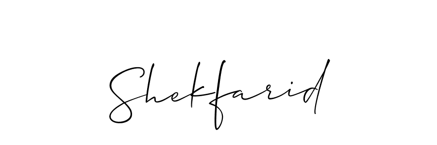 Design your own signature with our free online signature maker. With this signature software, you can create a handwritten (Allison_Script) signature for name Shekfarid. Shekfarid signature style 2 images and pictures png