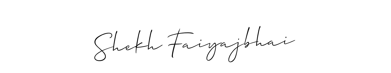 Use a signature maker to create a handwritten signature online. With this signature software, you can design (Allison_Script) your own signature for name Shekh Faiyajbhai. Shekh Faiyajbhai signature style 2 images and pictures png