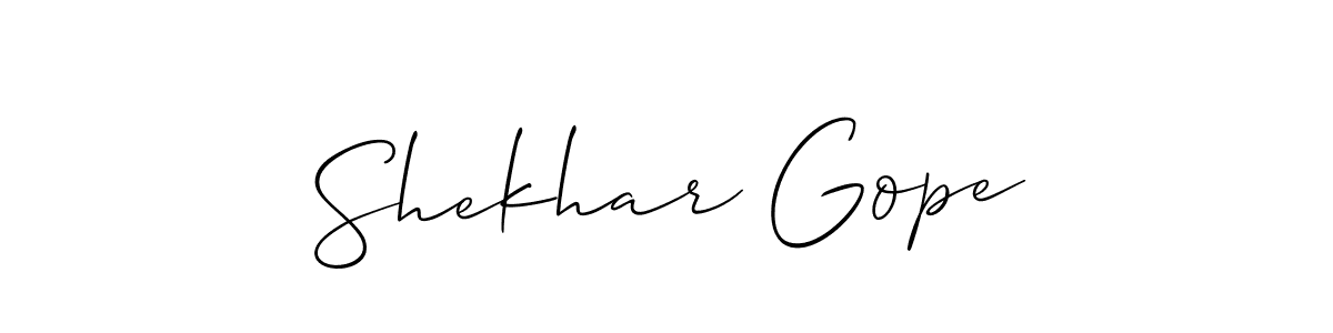 Also we have Shekhar Gope name is the best signature style. Create professional handwritten signature collection using Allison_Script autograph style. Shekhar Gope signature style 2 images and pictures png