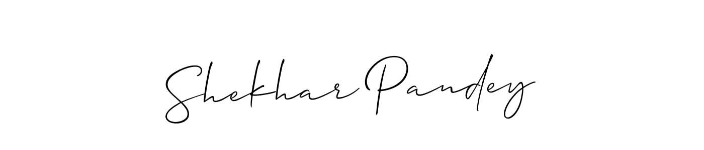 How to make Shekhar Pandey name signature. Use Allison_Script style for creating short signs online. This is the latest handwritten sign. Shekhar Pandey signature style 2 images and pictures png