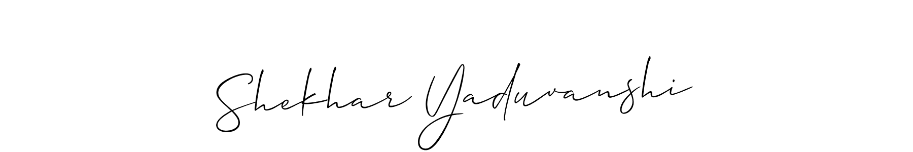 You should practise on your own different ways (Allison_Script) to write your name (Shekhar Yaduvanshi) in signature. don't let someone else do it for you. Shekhar Yaduvanshi signature style 2 images and pictures png