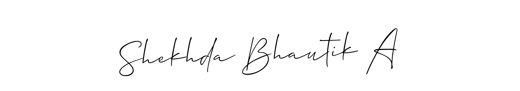 Use a signature maker to create a handwritten signature online. With this signature software, you can design (Allison_Script) your own signature for name Shekhda Bhautik A. Shekhda Bhautik A signature style 2 images and pictures png