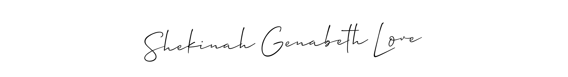 How to make Shekinah Genabeth Love signature? Allison_Script is a professional autograph style. Create handwritten signature for Shekinah Genabeth Love name. Shekinah Genabeth Love signature style 2 images and pictures png