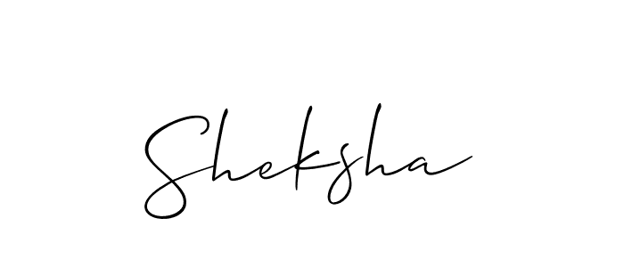 Make a beautiful signature design for name Sheksha. With this signature (Allison_Script) style, you can create a handwritten signature for free. Sheksha signature style 2 images and pictures png