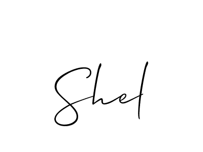 Design your own signature with our free online signature maker. With this signature software, you can create a handwritten (Allison_Script) signature for name Shel. Shel signature style 2 images and pictures png