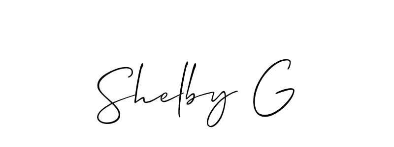 Allison_Script is a professional signature style that is perfect for those who want to add a touch of class to their signature. It is also a great choice for those who want to make their signature more unique. Get Shelby G name to fancy signature for free. Shelby G signature style 2 images and pictures png