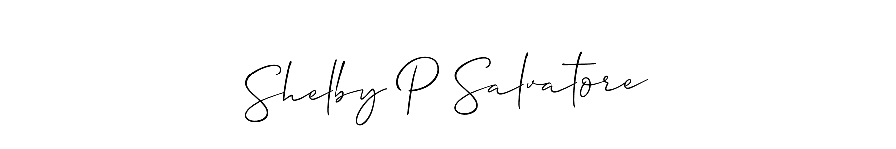 Make a beautiful signature design for name Shelby P Salvatore. With this signature (Allison_Script) style, you can create a handwritten signature for free. Shelby P Salvatore signature style 2 images and pictures png