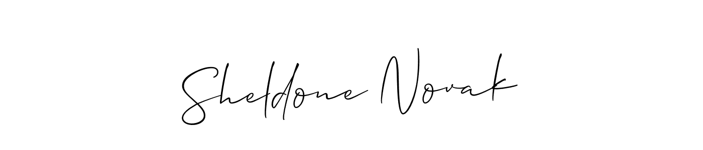 Design your own signature with our free online signature maker. With this signature software, you can create a handwritten (Allison_Script) signature for name Sheldone Novak. Sheldone Novak signature style 2 images and pictures png