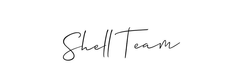 It looks lik you need a new signature style for name Shell Team. Design unique handwritten (Allison_Script) signature with our free signature maker in just a few clicks. Shell Team signature style 2 images and pictures png