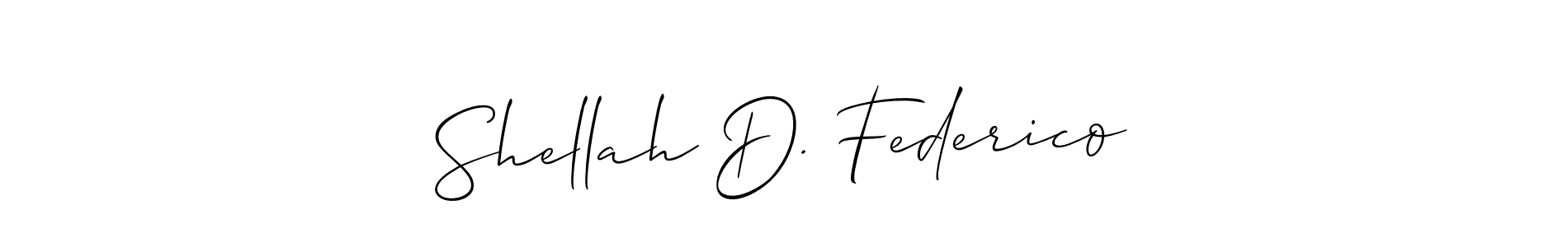 This is the best signature style for the Shellah D. Federico name. Also you like these signature font (Allison_Script). Mix name signature. Shellah D. Federico signature style 2 images and pictures png