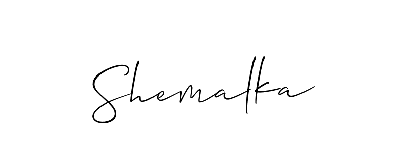 Make a beautiful signature design for name Shemalka. With this signature (Allison_Script) style, you can create a handwritten signature for free. Shemalka signature style 2 images and pictures png