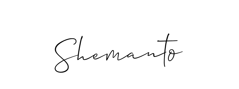 Create a beautiful signature design for name Shemanto. With this signature (Allison_Script) fonts, you can make a handwritten signature for free. Shemanto signature style 2 images and pictures png