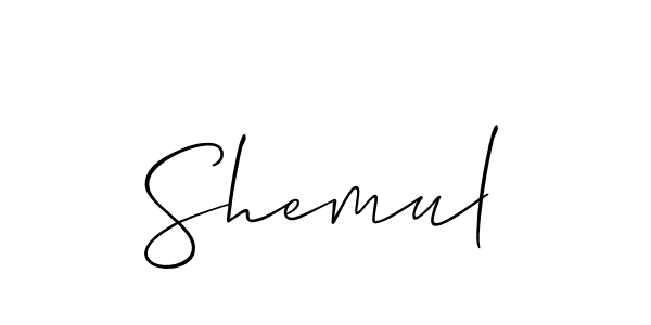 Use a signature maker to create a handwritten signature online. With this signature software, you can design (Allison_Script) your own signature for name Shemul. Shemul signature style 2 images and pictures png