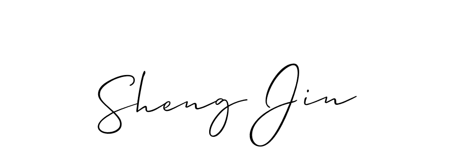 Also You can easily find your signature by using the search form. We will create Sheng Jin name handwritten signature images for you free of cost using Allison_Script sign style. Sheng Jin signature style 2 images and pictures png