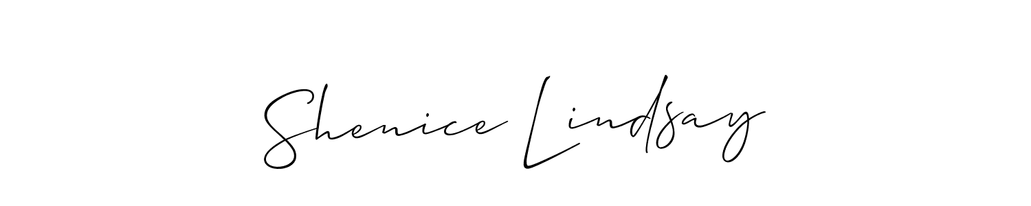 Make a short Shenice Lindsay signature style. Manage your documents anywhere anytime using Allison_Script. Create and add eSignatures, submit forms, share and send files easily. Shenice Lindsay signature style 2 images and pictures png