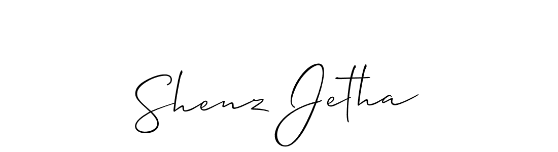 Allison_Script is a professional signature style that is perfect for those who want to add a touch of class to their signature. It is also a great choice for those who want to make their signature more unique. Get Shenz Jetha name to fancy signature for free. Shenz Jetha signature style 2 images and pictures png