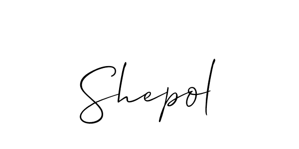 The best way (Allison_Script) to make a short signature is to pick only two or three words in your name. The name Shepol include a total of six letters. For converting this name. Shepol signature style 2 images and pictures png