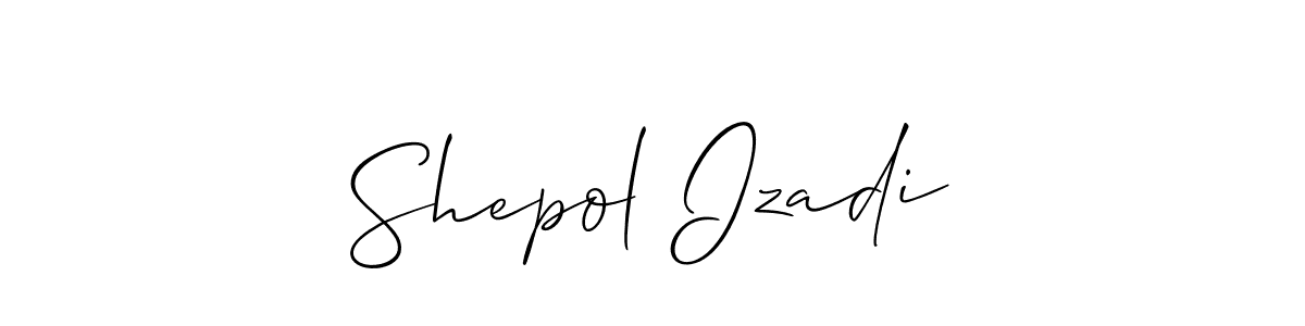 Similarly Allison_Script is the best handwritten signature design. Signature creator online .You can use it as an online autograph creator for name Shepol Izadi. Shepol Izadi signature style 2 images and pictures png